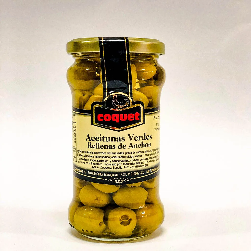 ACEITUNAS VERDES RELLENAS DE ANCHOA COQUET