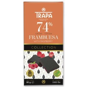 TABLETA CHOCOLATE FRAMBUESA 74% CACAO COLLECTION 80GR. TRAPA